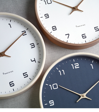 EleQuartz clock - ronde wandklok - noordse houten wandklok