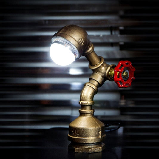 Glowbot - messing steampunk robotlamp met duimschakelaar