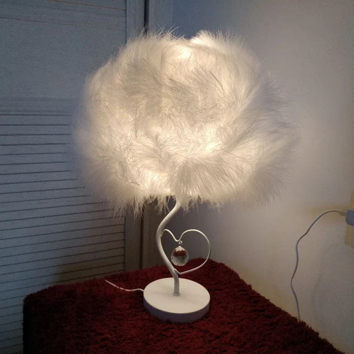 EvoGlow - Scandinavische tafellamp met verenwolk