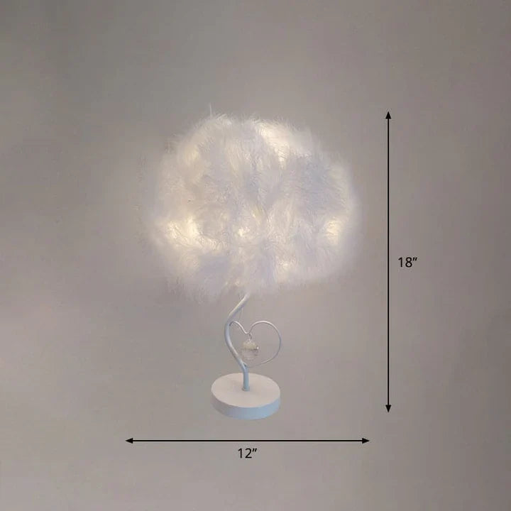 EvoGlow - Scandinavische tafellamp met verenwolk