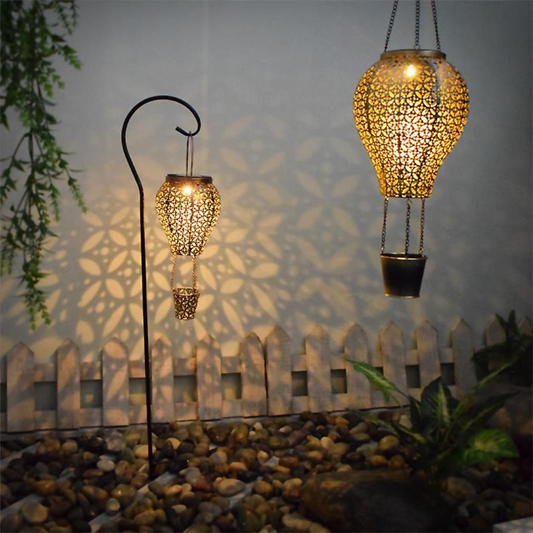 Smeedijzeren holle solar tuinlamp