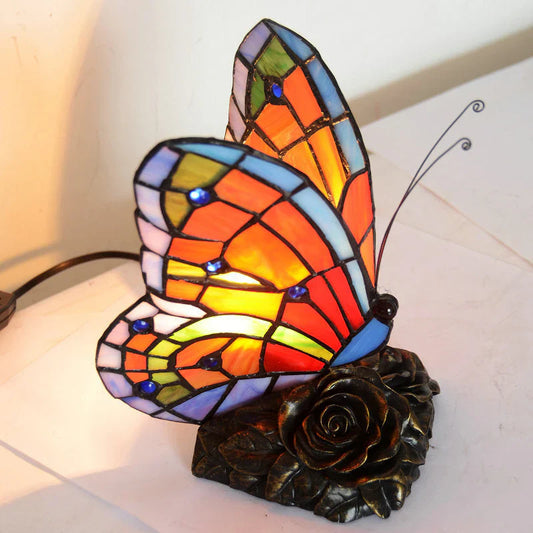 EleganteLicht - elegante tafellamp met vlinderkap en rozenvoet