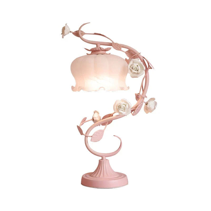 FloraLux - tafellamp in pastorale stijl met keramische roos