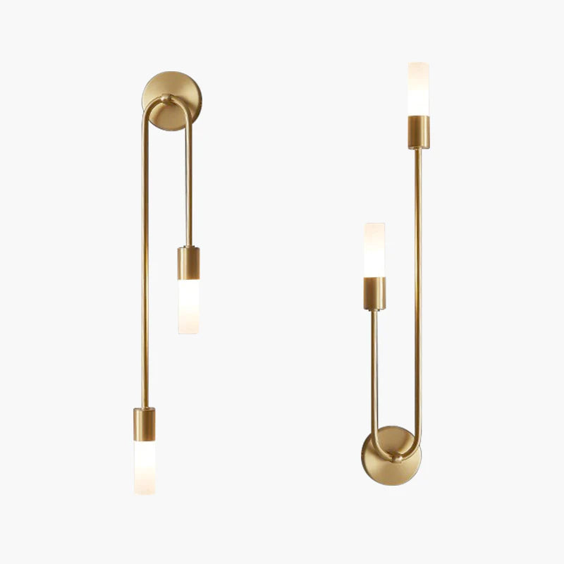 Moderne LED wandlamp meza, 2-lichts, staaf, goud, woonkamer