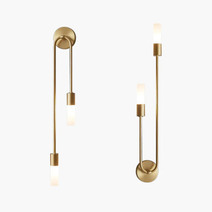 Moderne LED wandlamp meza, 2-lichts, staaf, goud, woonkamer