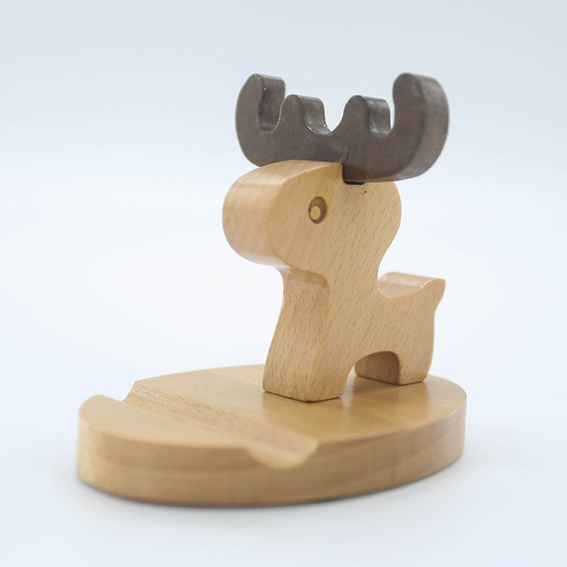 Creatieve mobiele telefoonhouder van beukenhout – met muntvakje en gravure