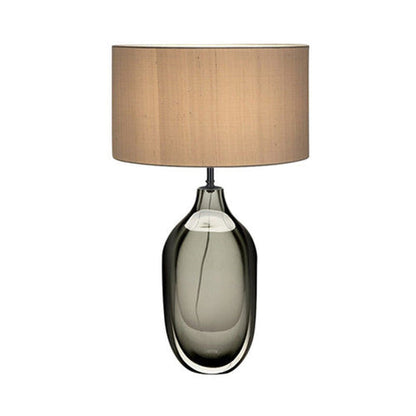 CrystalGlow – moderne kristallen tafellamp met stoffen kap in kaki