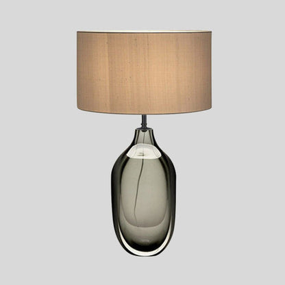 CrystalGlow – moderne kristallen tafellamp met stoffen kap in kaki