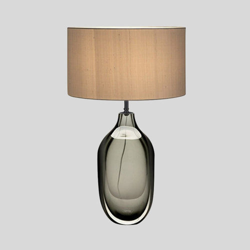 CrystalGlow – moderne kristallen tafellamp met stoffen kap in kaki