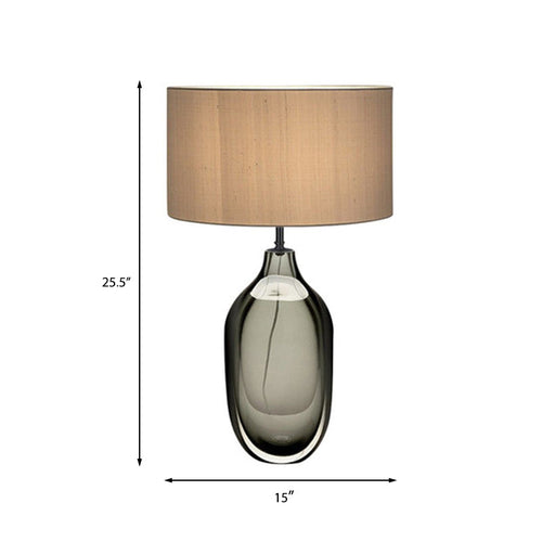 CrystalGlow – moderne kristallen tafellamp met stoffen kap in kaki