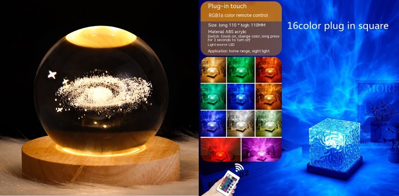 LED-wellen-projektionslampe – RGB, dimmbare tischlampe mit 16 farben