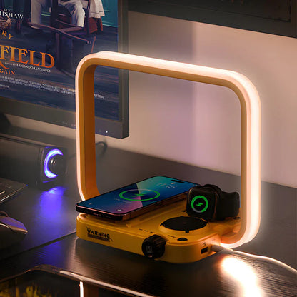 TechGlow – 3-in-1 tafellamp met draadloze oplader, RGB-verlichting en timer