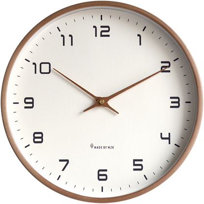 EleQuartz clock - ronde wandklok - noordse houten wandklok
