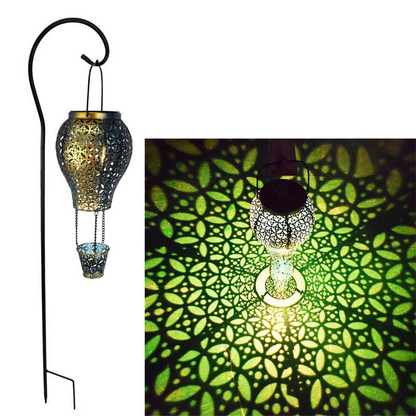 Smeedijzeren holle solar tuinlamp