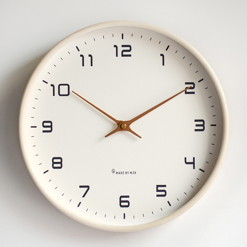EleQuartz clock - ronde wandklok - noordse houten wandklok