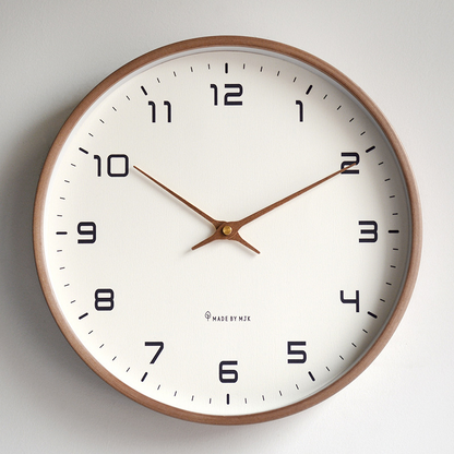 EleQuartz clock - ronde wandklok - noordse houten wandklok