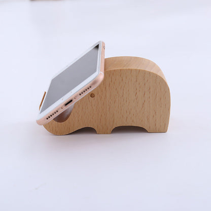 Creatieve mobiele telefoonhouder van beukenhout – met muntvakje en gravure
