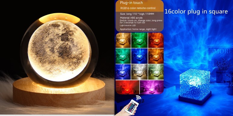 LED-wellen-projektionslampe – RGB, dimmbare tischlampe mit 16 farben