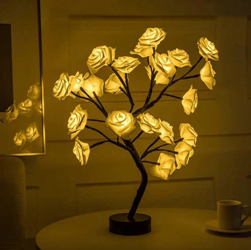 Charmante rozenboom - draadloze LED-batterij tafellamp woonkamer