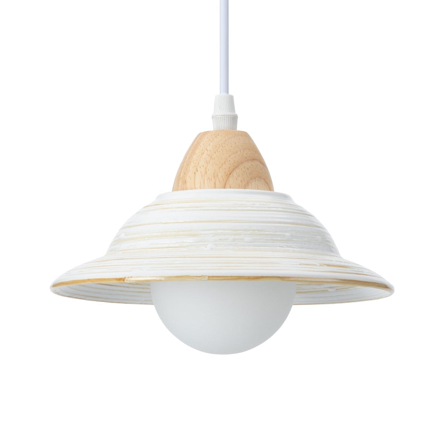 Retro hoedvorm wit keramiek hanglamp
