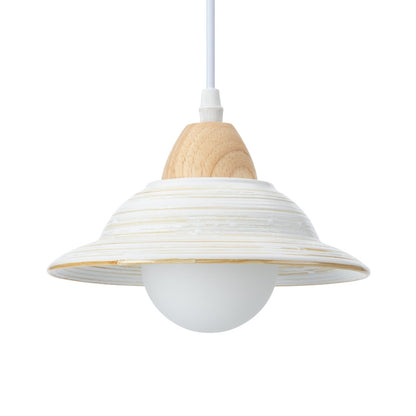 Retro hoedvorm wit keramiek hanglamp