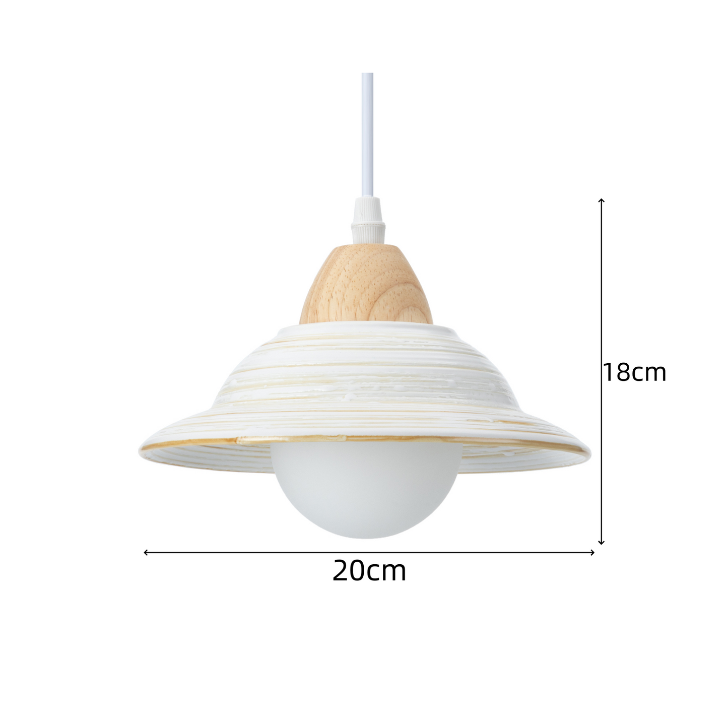 Retro hoedvorm wit keramiek hanglamp