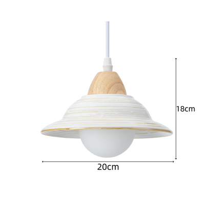 Retro hoedvorm wit keramiek hanglamp