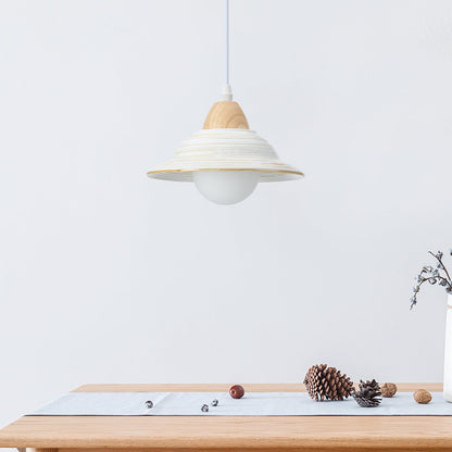 Retro hoedvorm wit keramiek hanglamp