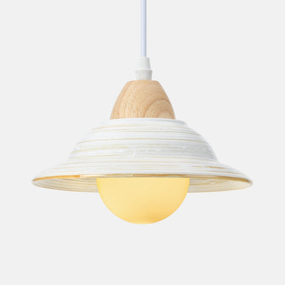 Retro hoedvorm wit keramiek hanglamp