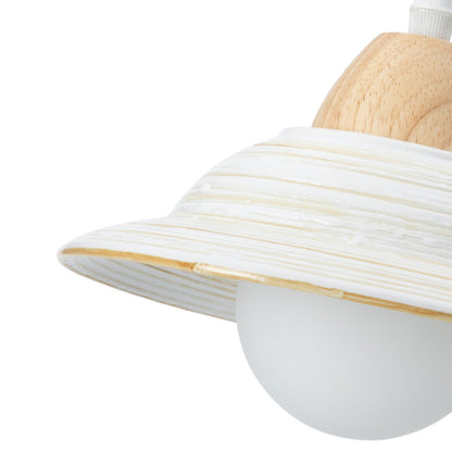 Retro hoedvorm wit keramiek hanglamp