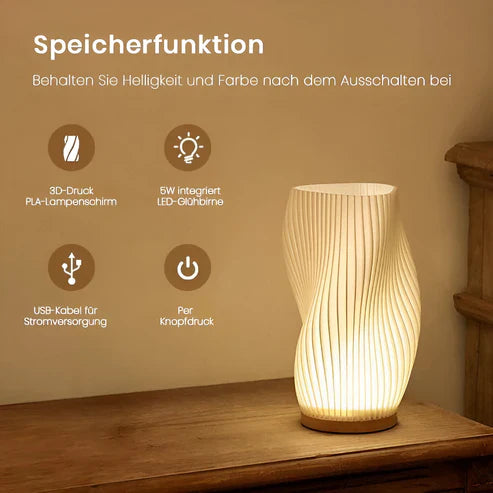 DreamWave - moderne crèmekleurige 3D golflamp met elegante metalen voet