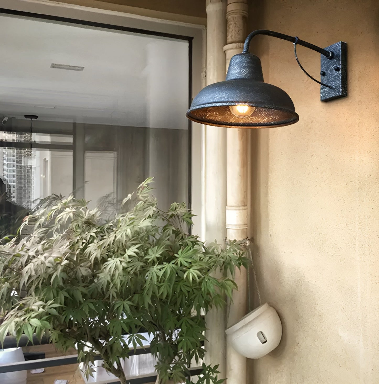 Aisle ijzeren wandlamp - antiek vintage schuurlamp - zwart industrieel wandlicht