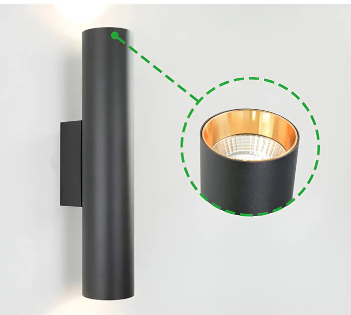 Wandlamp met dubbele kop - gouden wandlamp - cilinder wandlamp