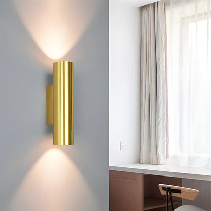 Wandlamp met dubbele kop - gouden wandlamp - cilinder wandlamp
