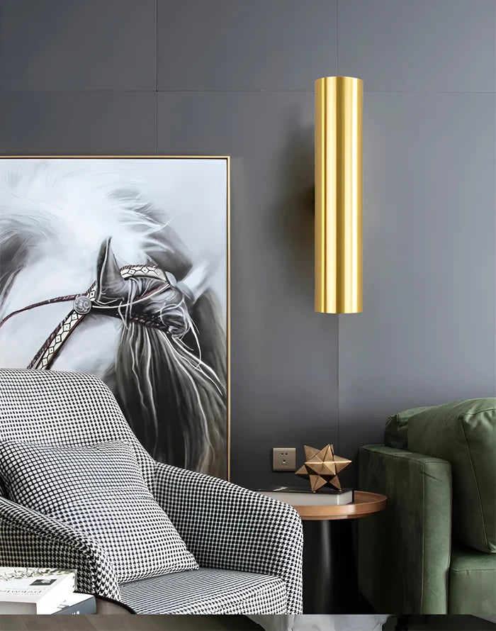 Wandlamp met dubbele kop - gouden wandlamp - cilinder wandlamp