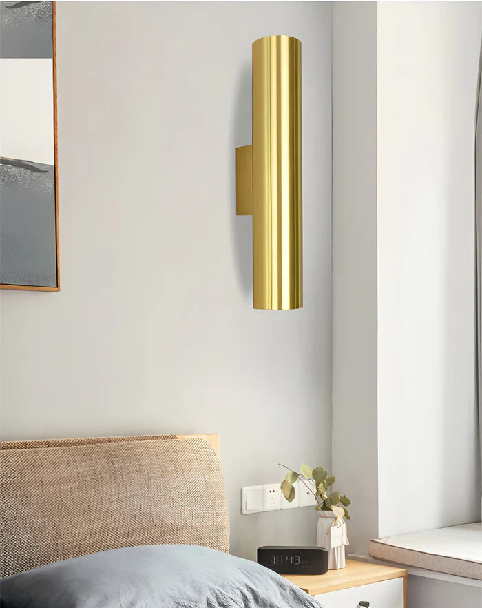 Wandlamp met dubbele kop - gouden wandlamp - cilinder wandlamp