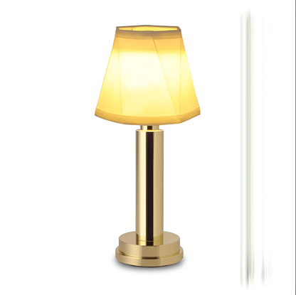 Vintage flare - aluminium tafellamp dimbaar stoffen bar lampenkap