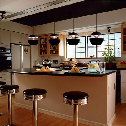 Appel hanglamp - zwart wit zon hanglamp - artistieke e27 hanglamp