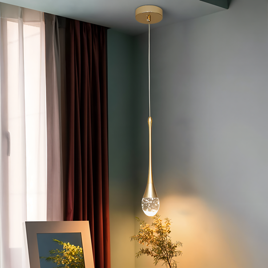 Glazen druppel hanglamp - zwart & goud kristallen bubble hanglamp - teardrop verlichting