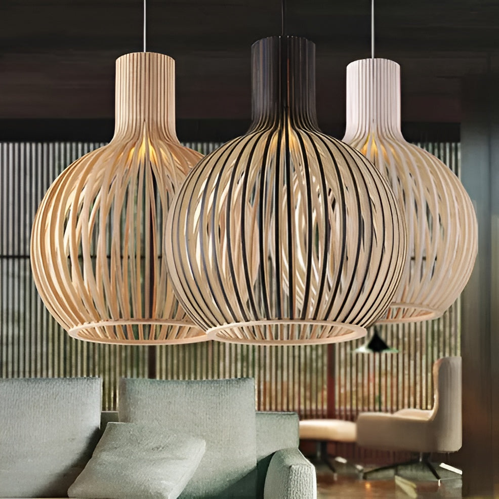 CageGlitz hanglamp - vintage geïnspireerde houten hanglamp