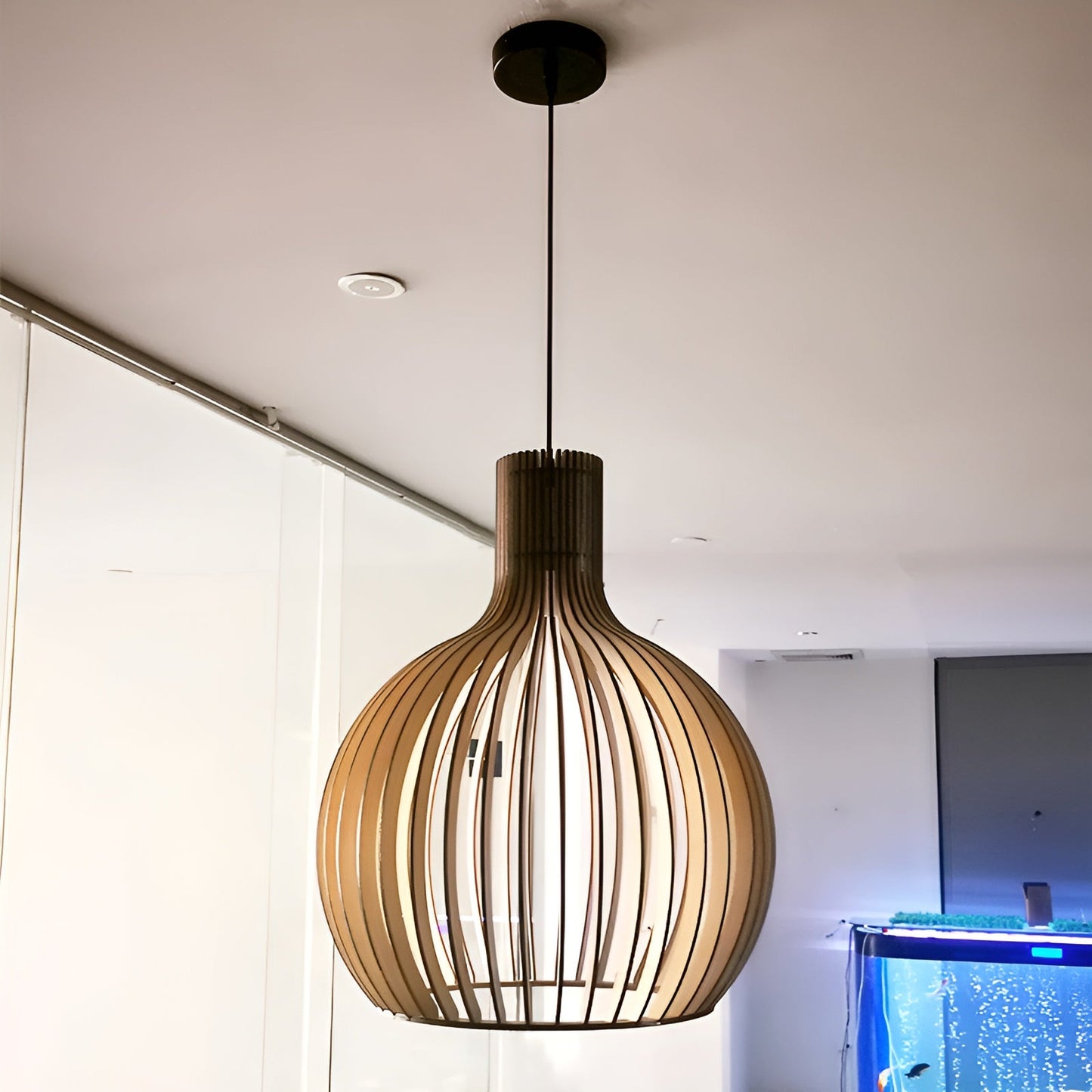 CageGlitz hanglamp - vintage geïnspireerde houten hanglamp