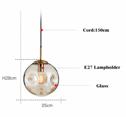 ChroDent hanglamp - rond champagne grijs glas led hanglamp - vintage wabi sabi verlichting