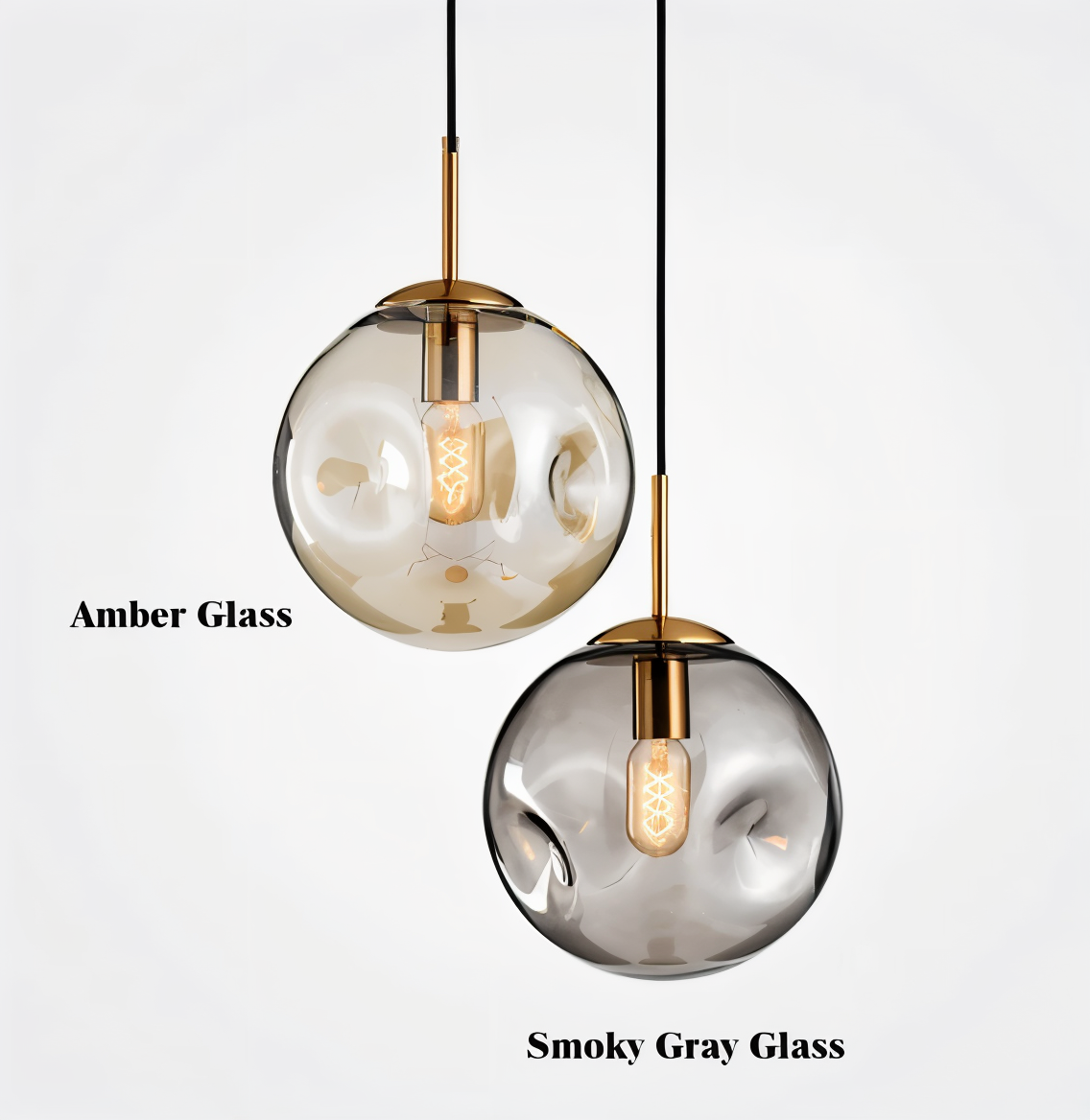 ChroDent hanglamp - rond champagne grijs glas led hanglamp - vintage wabi sabi verlichting