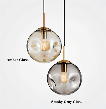 ChroDent hanglamp - rond champagne grijs glas led hanglamp - vintage wabi sabi verlichting