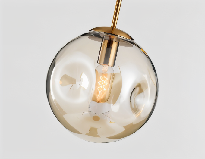 ChroDent hanglamp - rond champagne grijs glas led hanglamp - vintage wabi sabi verlichting