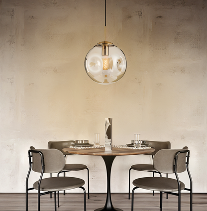 ChroDent hanglamp - rond champagne grijs glas led hanglamp - vintage wabi sabi verlichting