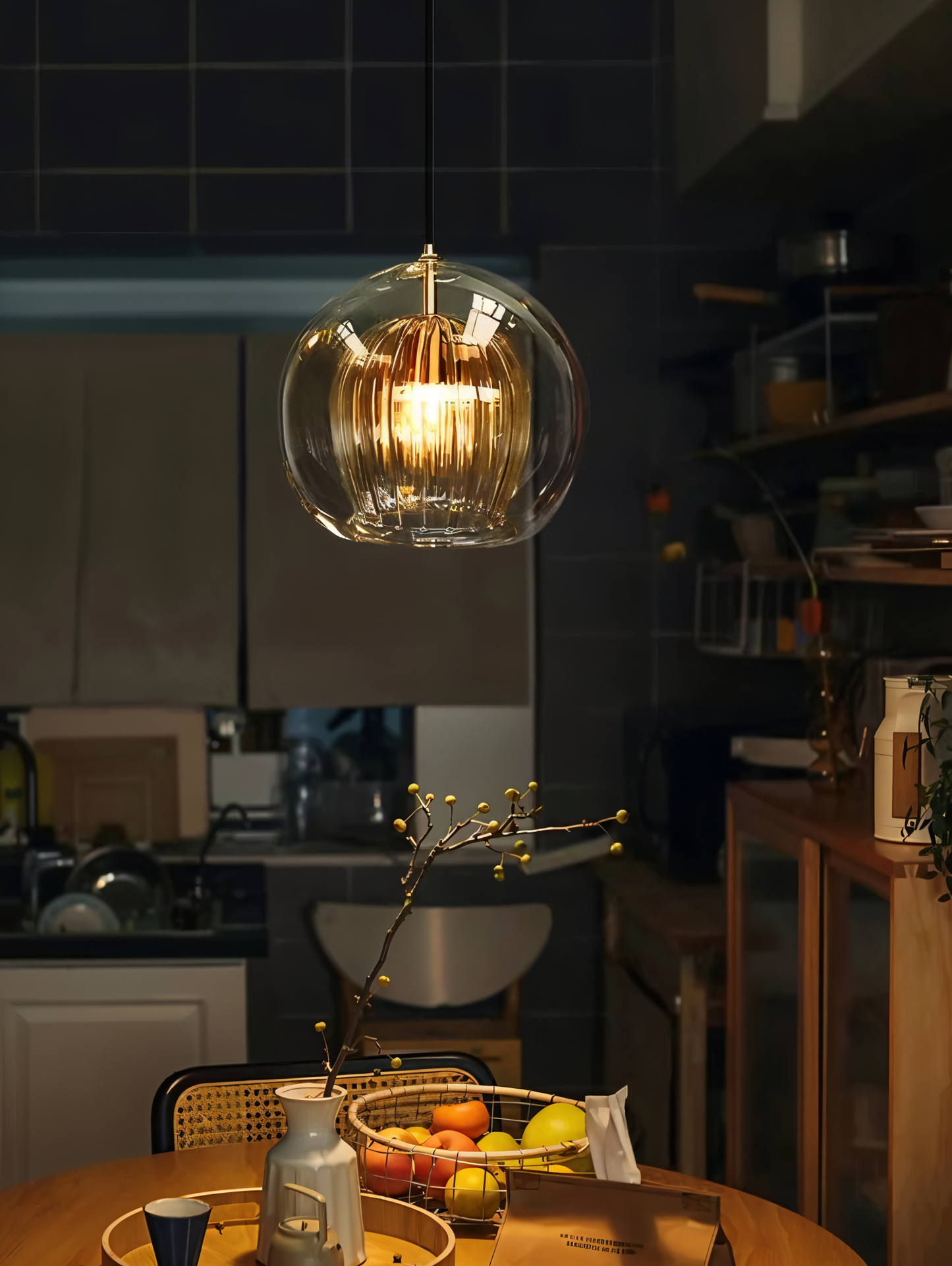 Glazen hanglamp ClearLuxe - vintage hanglampen woonkamer - bolvormige lamp