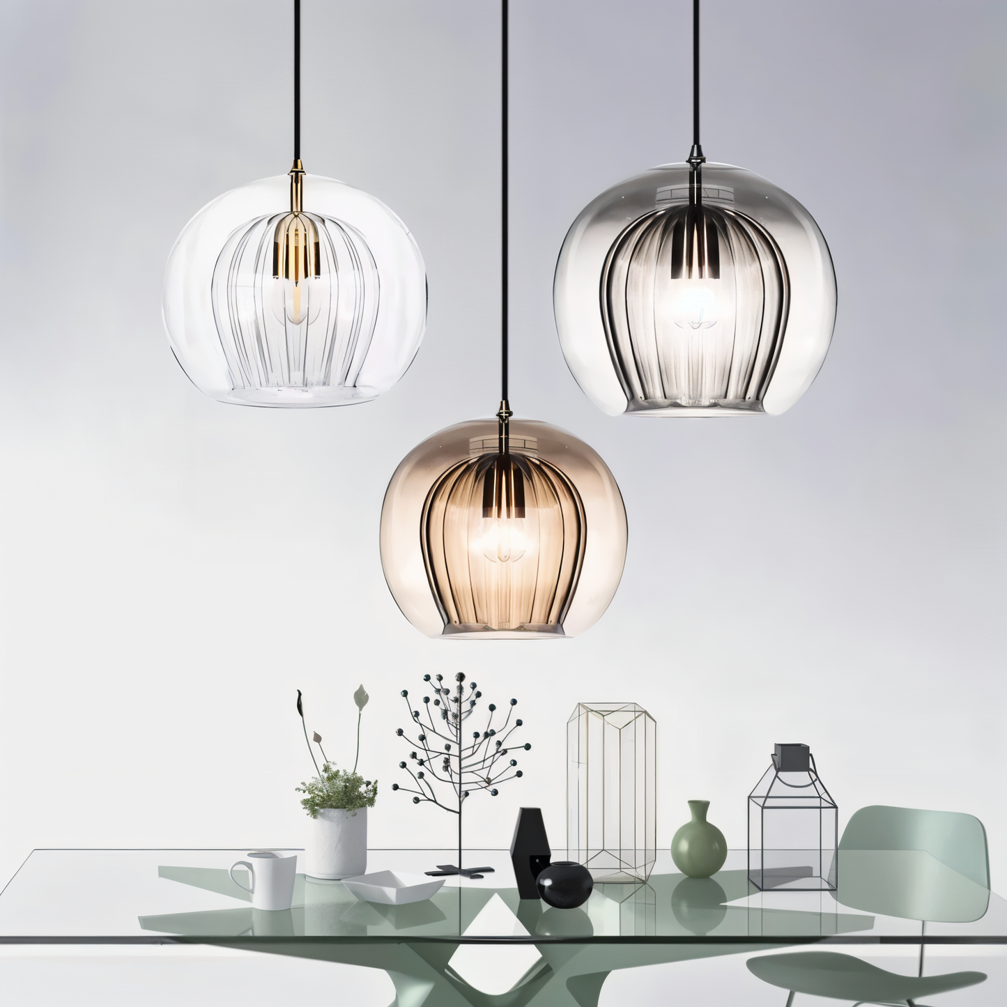 Glazen hanglamp ClearLuxe - vintage hanglampen woonkamer - bolvormige lamp