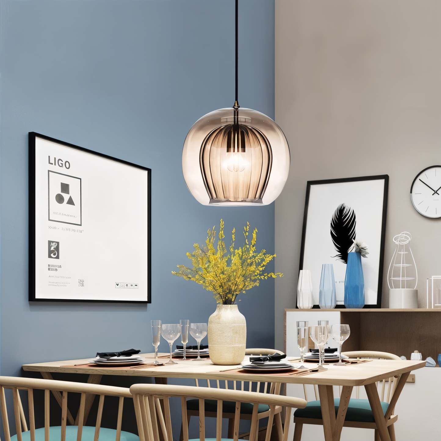 Glazen hanglamp ClearLuxe - vintage hanglampen woonkamer - bolvormige lamp