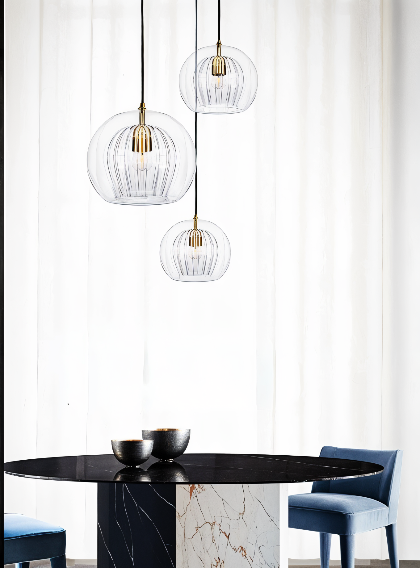 Glazen hanglamp ClearLuxe - vintage hanglampen woonkamer - bolvormige lamp